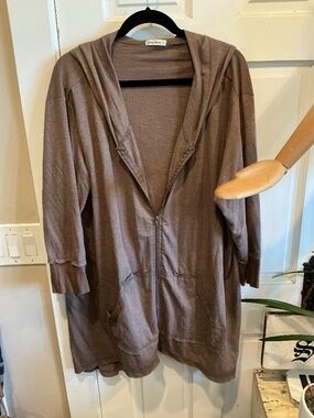 Allen Allen zippered hoodie in cotton jersey. Plus size 3x!